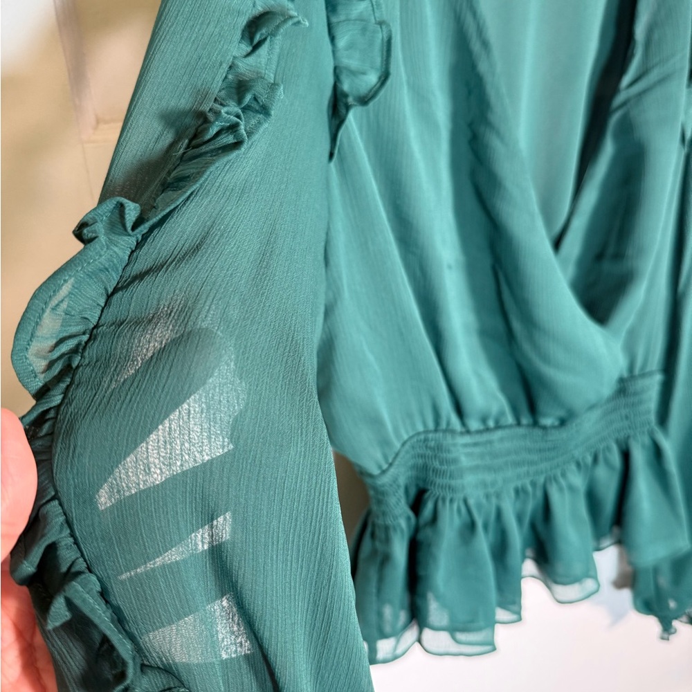 Express Emerald Ruffle Blouse - Picture 4 of 4